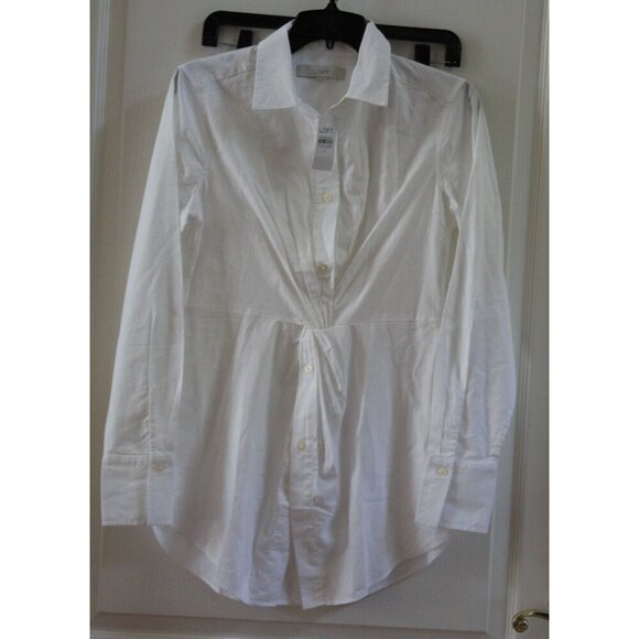 NWT Ann Taylor White Button Up Tunic Shirt Size 2 - Picture 1 of 7